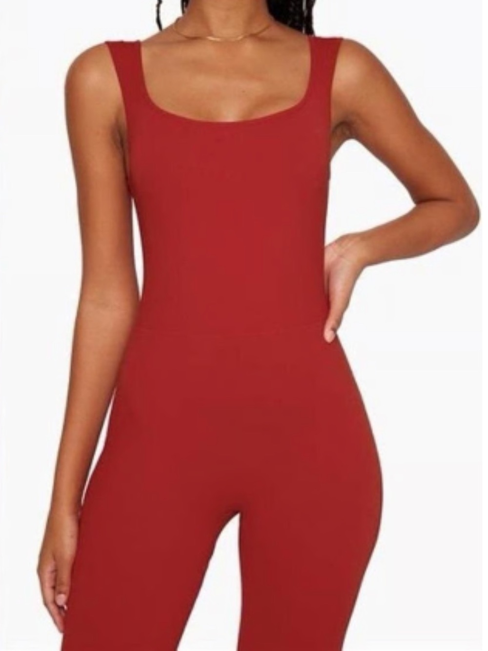 SET Active Red Ribbed Sleeveless Flare Bodysuit Jumpsuit One Piece Medium